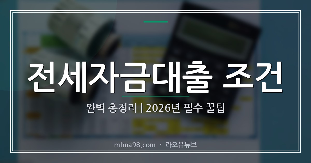 전세자금대출 조건 완벽 총정리 | 2026년 필수 꿀팁