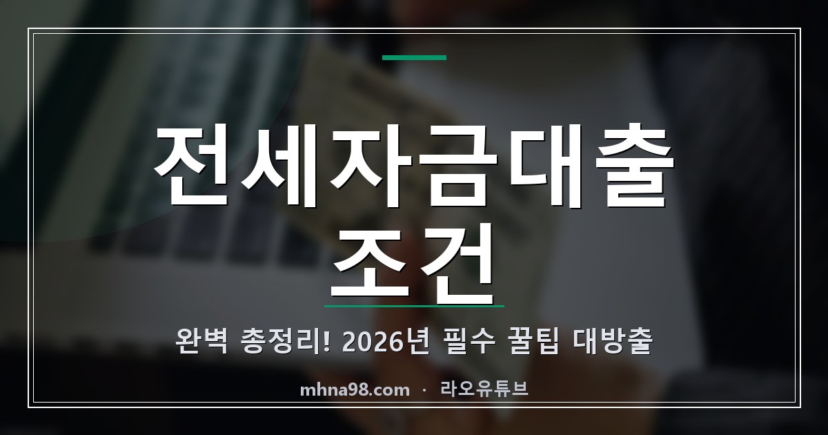 라오유튜브 | 전세자금대출 조건 완벽 총정리! 2026년 필수 꿀팁 대방출 전세자금대출 조건 관련 이미지