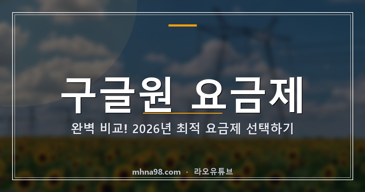 라오유튜브 | 구글원 요금제 완벽 비교! 2026년 최적 요금제 선택하기 구글원 요금제 정보 이미지