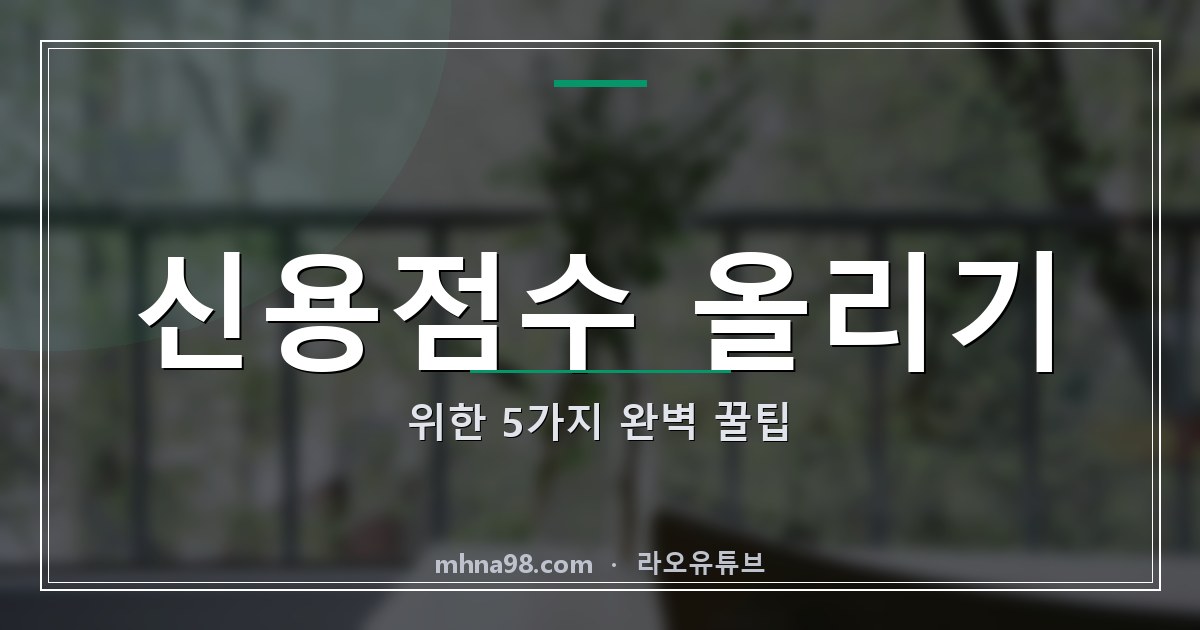라오유튜브 | 신용점수 올리기 위한 5가지 완벽 꿀팁 신용점수 올리기 가이드 이미지