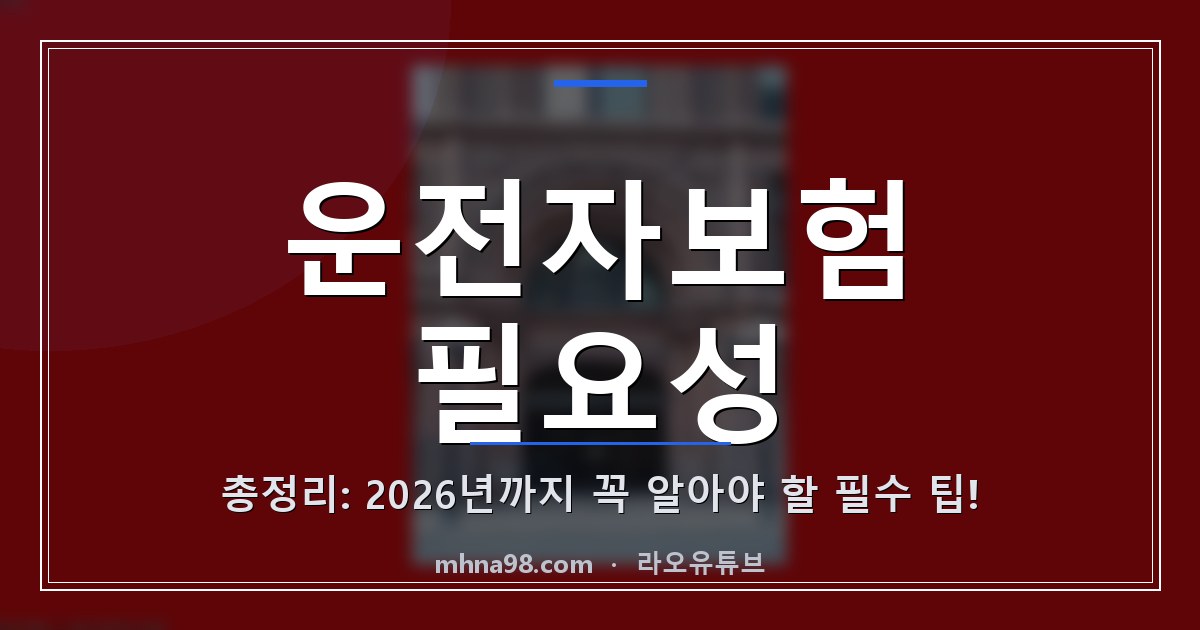 라오유튜브 | 운전자보험 필요성 총정리: 2026년까지 꼭 알아야 할 필수 팁! 운전자보험 필요성 관련 이미지