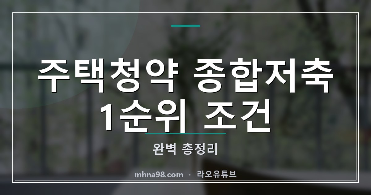 라오유튜브 | 주택청약 종합저축 1순위 조건 완벽 총정리 주택청약 종합저축 1순위 조건 설명 이미지