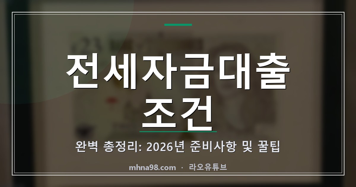 라오유튜브 | 전세자금대출 조건 완벽 총정리: 2026년 준비사항 및 꿀팁 전세자금대출 조건을 설명하는 이미지