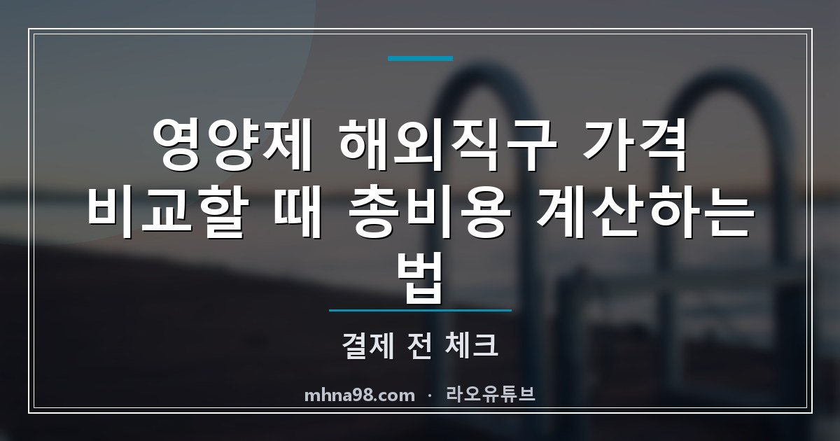 영양제 해외직구 가격 비교할 때 총비용 계산하는 법: 결제 전 체크