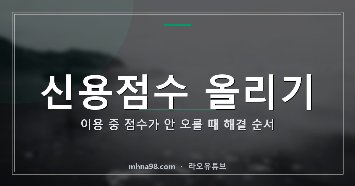 신용점수 올리기 이용 중 점수가 안 오를 때 해결 순서
